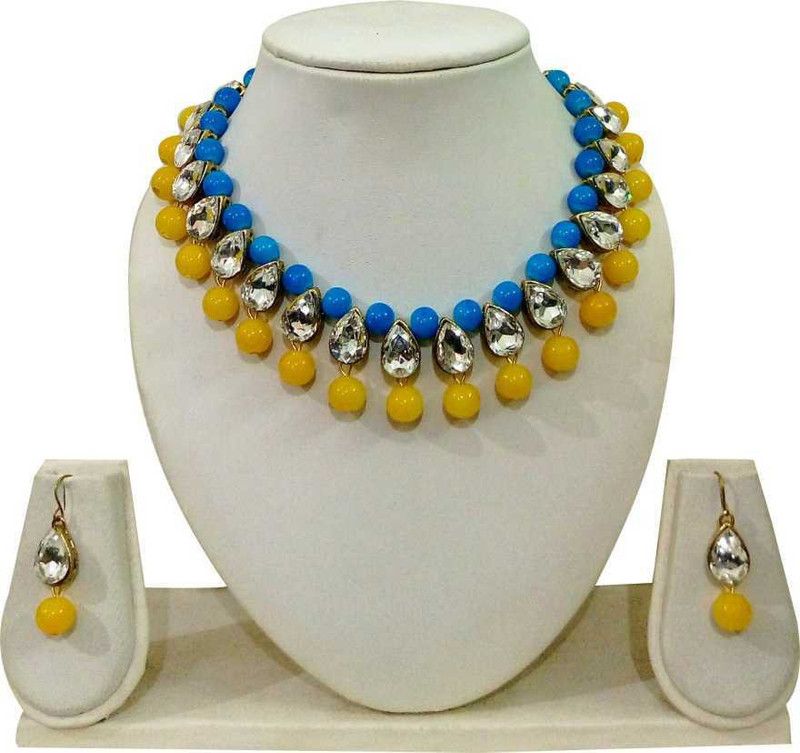 Alloy Jewel Set  (Yellow, Blue)