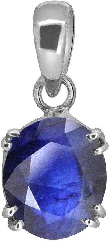 9.25 Ratti Natural Neelam Blue Sapphire Silver Pendent for Men & Women Silver Pendant