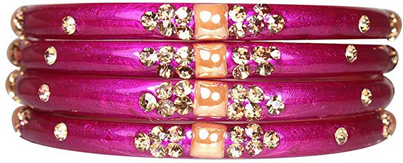 Glass Beads, Zircon Bangle Set  (Pack of 4)