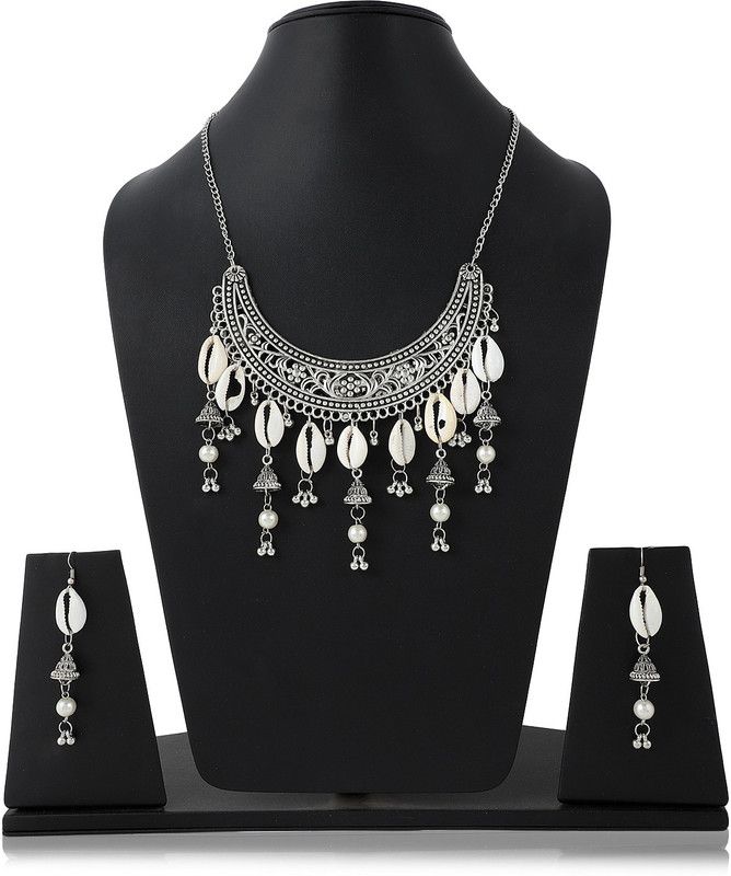 Alloy Silver White, Silver Jewel Set  (Pack of 1)
