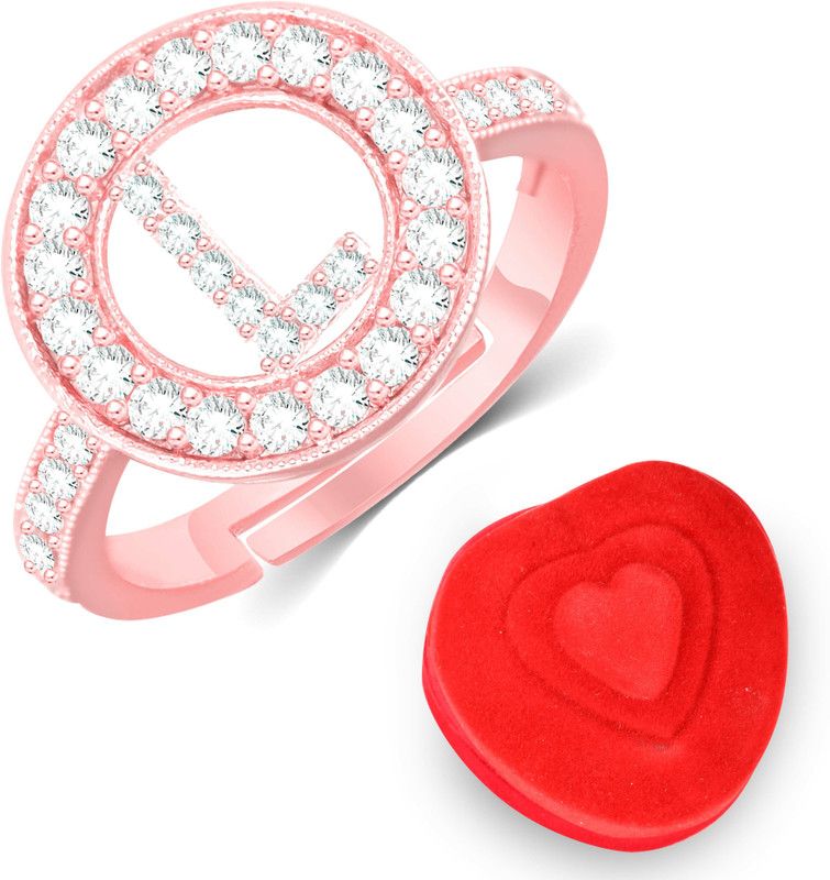 L Valentine Gift For Girlfriend Heart Rose Gold Ring For Women Girls Gift ladies Brass, Copper, Crystal, Stone, Alloy, Metal Cubic Zirconia, Diamond, Zircon, Crystal Platinum, Rhodium, Silver Plated Ring Set