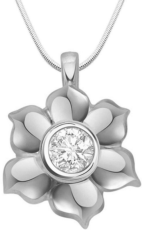 Floral Bloom Diamond Sterling Silver Pendant