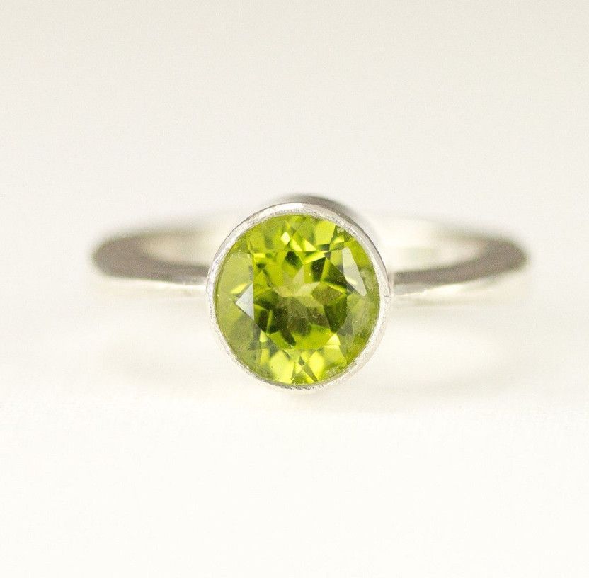 Peridot Ring With Natural Stone Peridot Silver Plated Ring