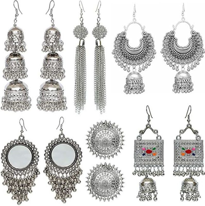 combo of 6(pairs) earrings ethinic. Agate Alloy Drops & Danglers
