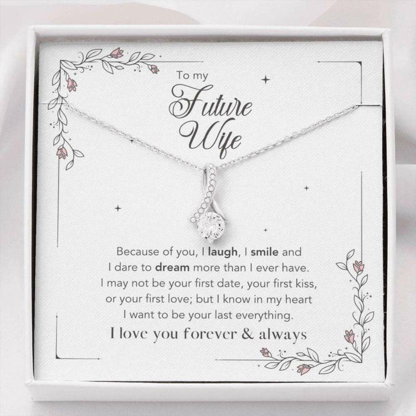 To My Future Wife Necklace, Girlfriend, Soulmate, Fiancee Zircon Silver Pendant Set