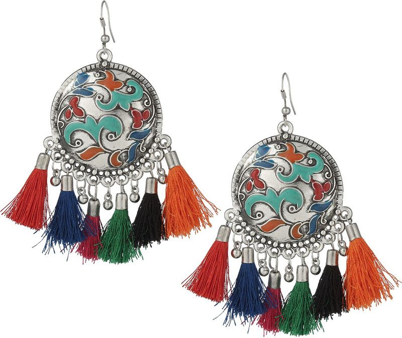Stylish Multicolored Tassel Earrings For Women Alloy Earring Set