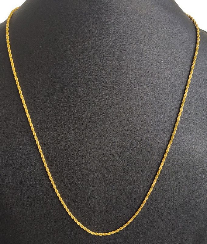 brass gold plated rope chain for men and women 24 inches Gold-plated Plated Brass Chain