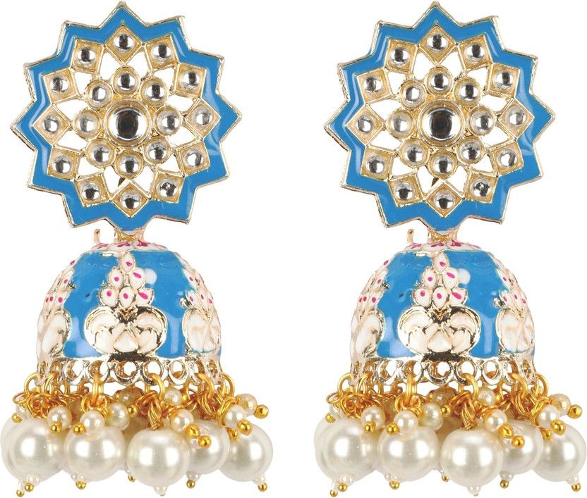 Mx-KPJH-12-Blue Stone Jhumki Earring
