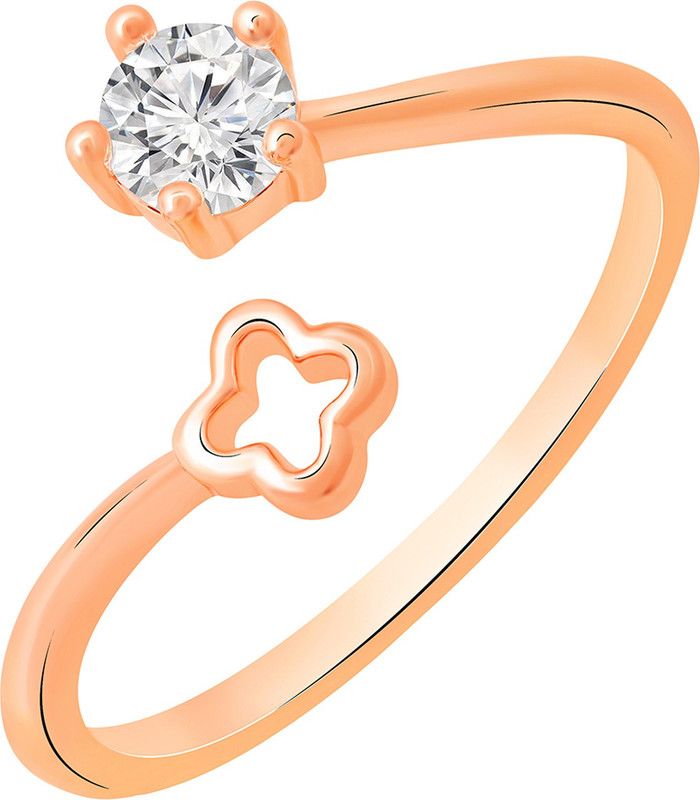 Floral and Round Shape Adjustable Finger Ring Alloy Cubic Zirconia Ring