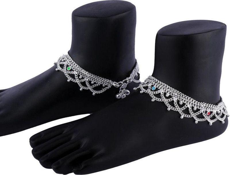 SRRE 10.inch Super Alloy Anklets (Pack Of 2.Pcs) Silver Anklet  (Pack of 2)