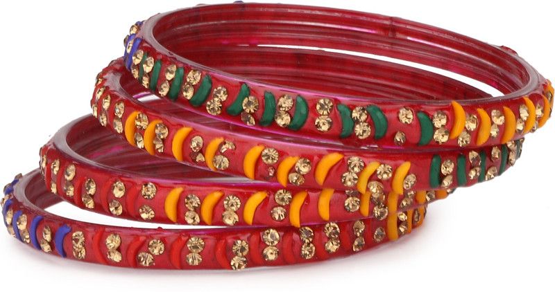 Glass Beads, Crystal Bangle Set  (Pack of 4)