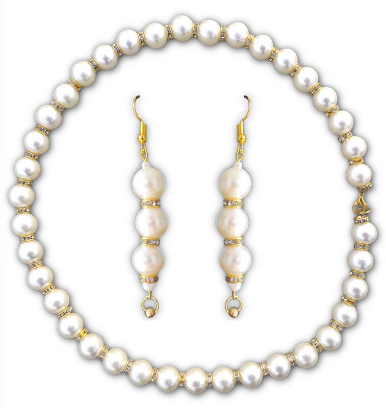 Plastic, Alloy White Jewel Set  (Pack of 1)