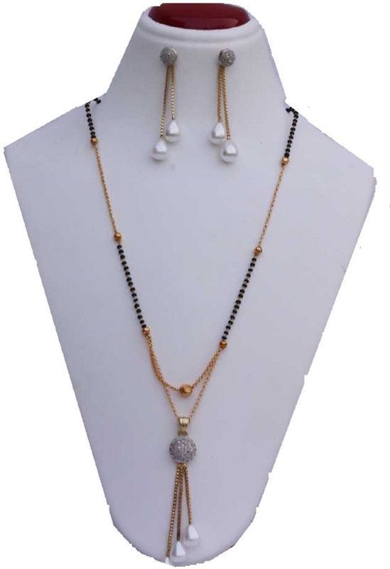 Metal Gold-plated Gold, Black, White Jewel Set  (Pack of 1)