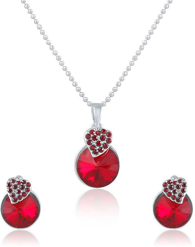 Brass, Alloy Rhodium Silver, Red, White Jewel Set  (Pack of 1)