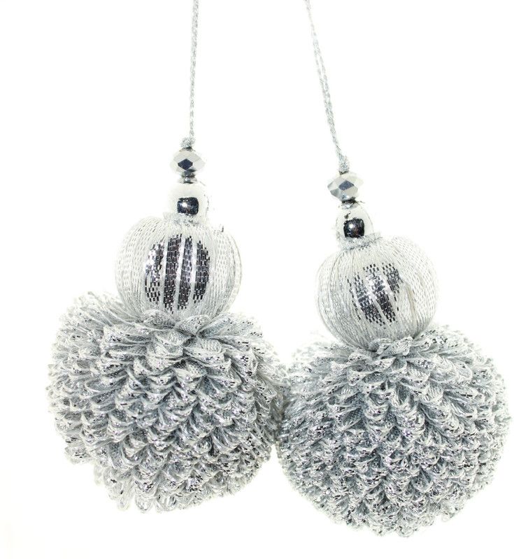 Fashionhaat Trendy and Stylish Silver Moti Gotta Boll Handmade Latkan crafted with fabric best Suitable For Suit Sari Gown Duptta Blouse Lehenga ( Set of 1 Pair) ( Silver) Brooch  (Silver)