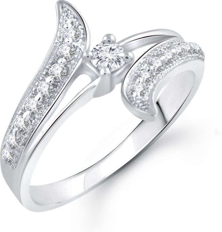 Shiny Glow Alloy Cubic Zirconia Rhodium Plated Ring