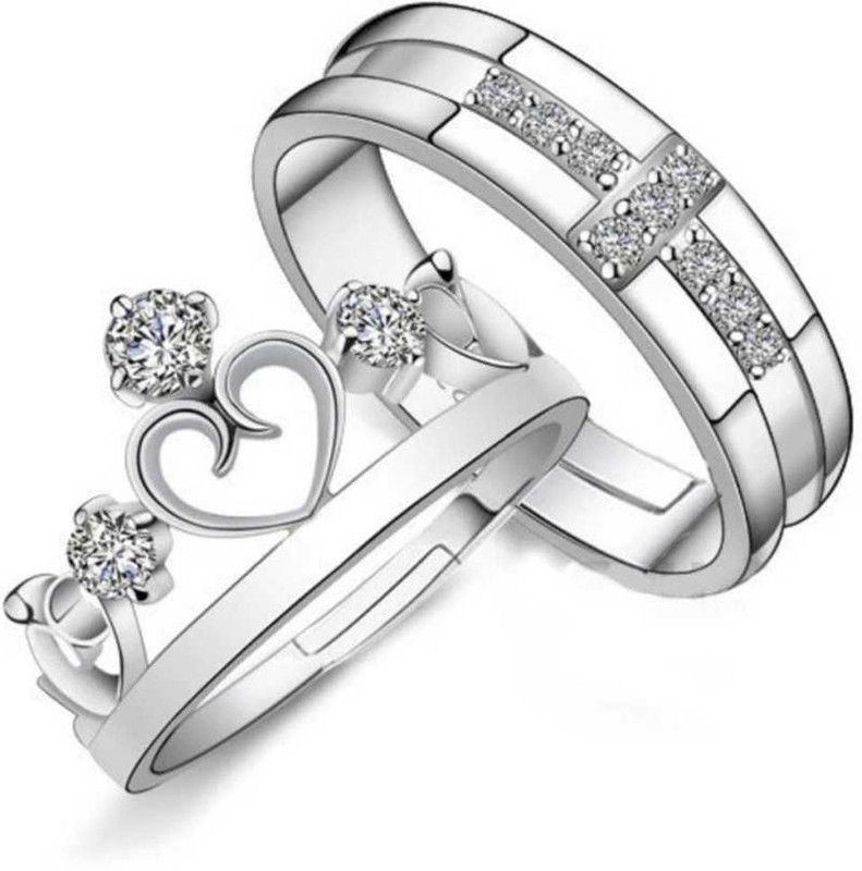 Stone Crystal Silver Plated Ring Set