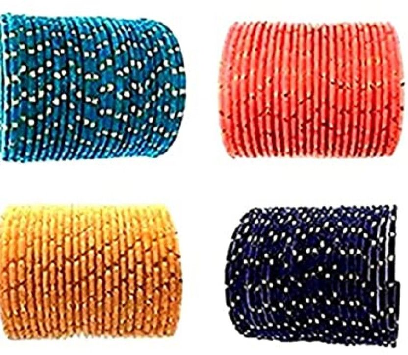 Fabric, Glass Bangle Set  (Pack of 96)