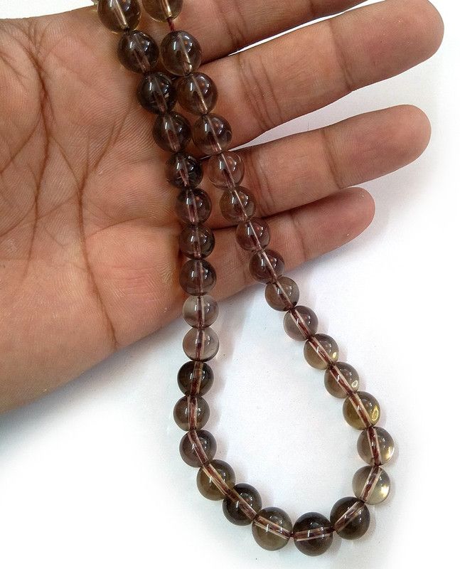 Smoky Quartz Crystal Stone 10 mm Round Beads for for Jewellery Making Necklace Bracelet Mala Beads Quartz Crystal Necklace