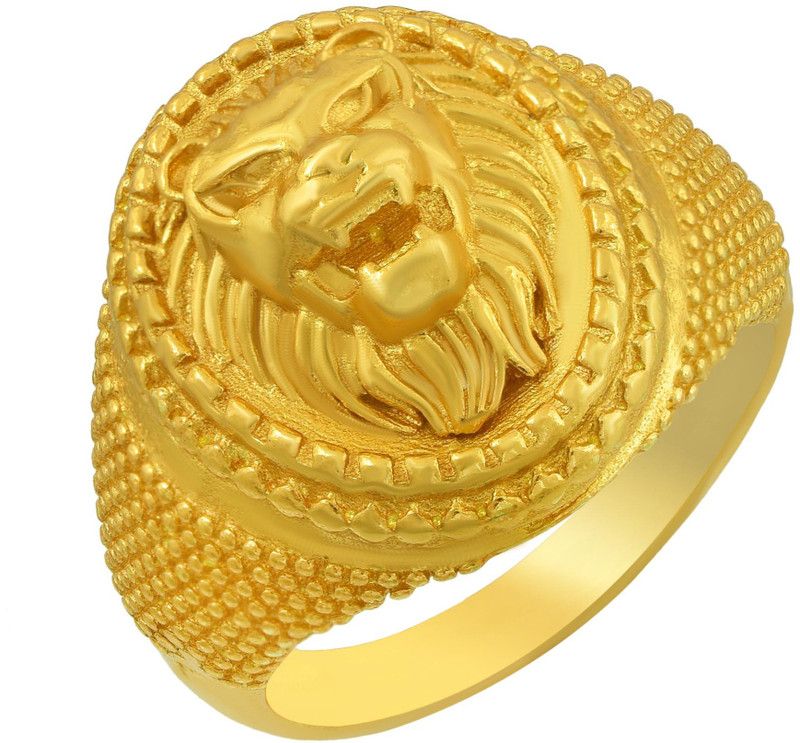 24KT Gold Plated Brass,Lion roar Head Design, Superb Finish, Wedding, Partywear Stylish Fashion Finger Ring for Men Brass Gold Plated Ring