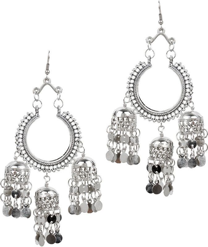 Oxidised Silver Earrings Alloy Drops & Danglers