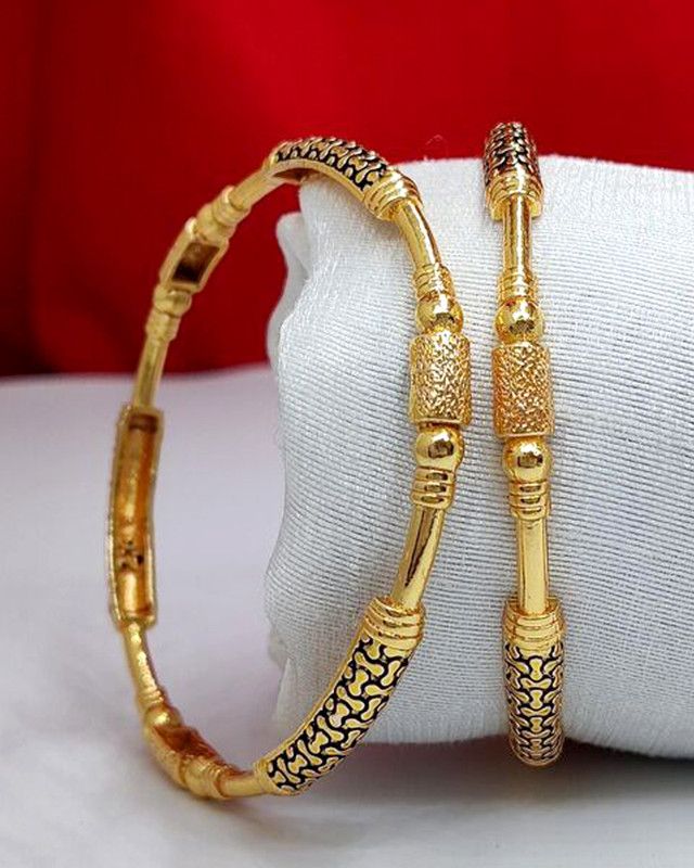 Brass, Metal, Alloy Cubic Zirconia, Diamond Gold-plated Bangle Set  (Pack of 2)