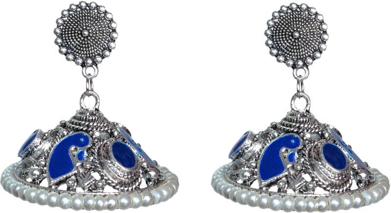Enamal Stud Oxidized Metal Jhumki Earring