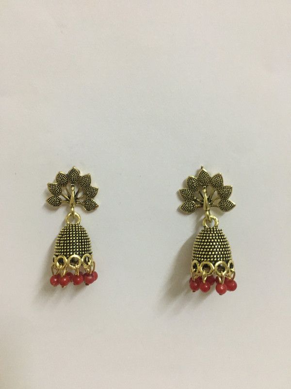Traditional Silver Oxidised Ethnic Jhumka Jhumki Earrings for Women and Girls Pearl Bronze Jhumki Earring
