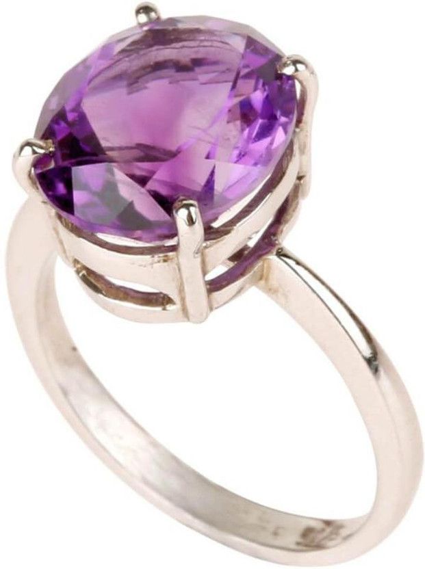 Amethyst Ring Wt7.25Ratti for Men and Women"Check Seller As Gemperor & Order It" Brass Amethyst Silver Plated Ring