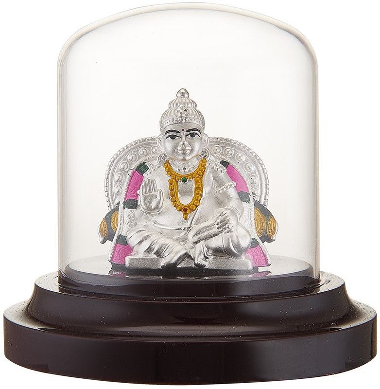 SILVERSPOT JEWEL 999 Pure Silver Beautiful VIGRAHAM KUBERAN with Acrylic Base Idol Decorative Showpiece - 12 cm  (Silver, White)