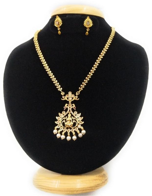 Metal, Copper, Alloy Gold-plated White Jewel Set  (Pack of 1)