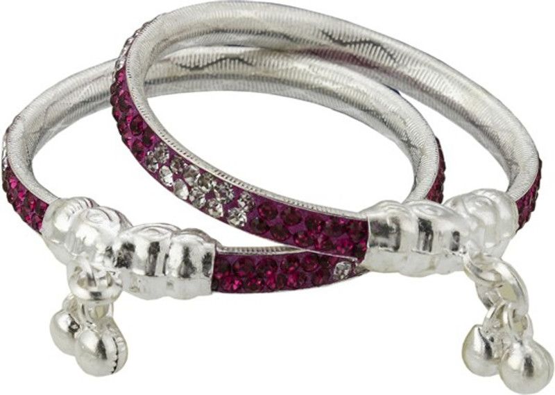 Silver Rhodium Bangle  (Pack of 2)
