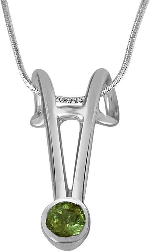 Peridot & Sterling Silver Pendant with 18 IN Chain (SDP376) Silver Peridot Sterling Silver Pendant