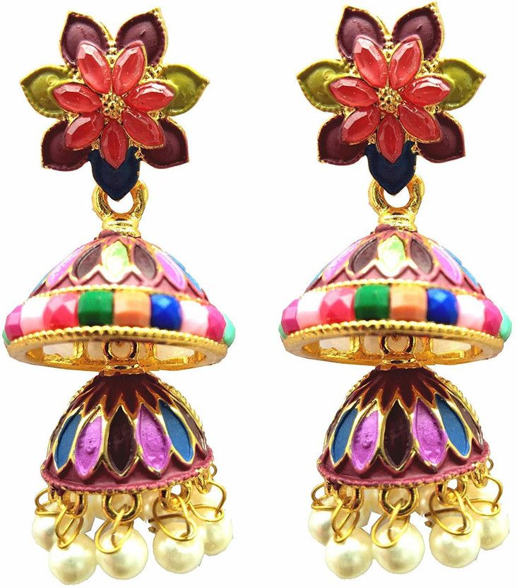 Meenakari Jhumka Metal Jhumki Earring