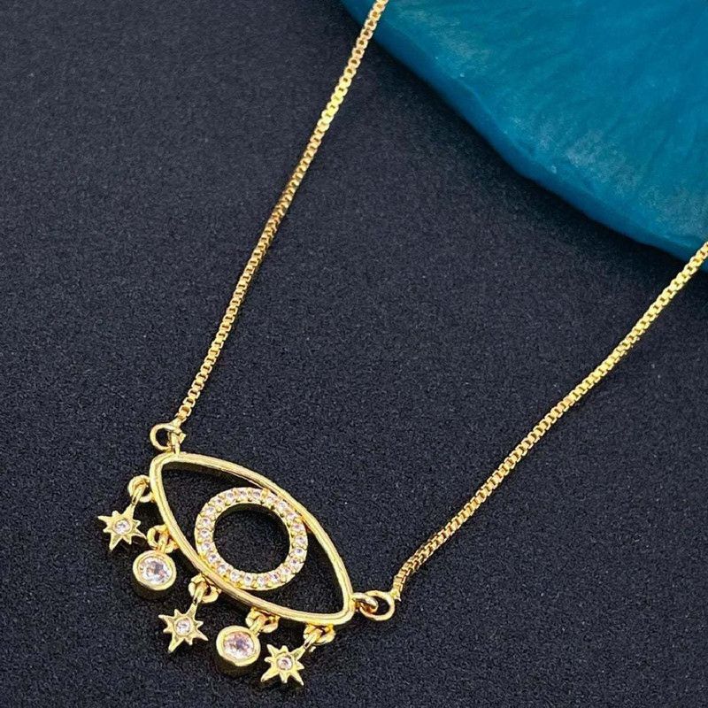 Evil Eye Gold-plated Cubic Zirconia Copper Pendant Set