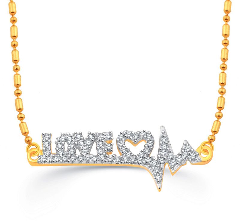 Love Heart Beat Gold Plated for Women & Girls Cubic Zirconia Alloy Pendant
