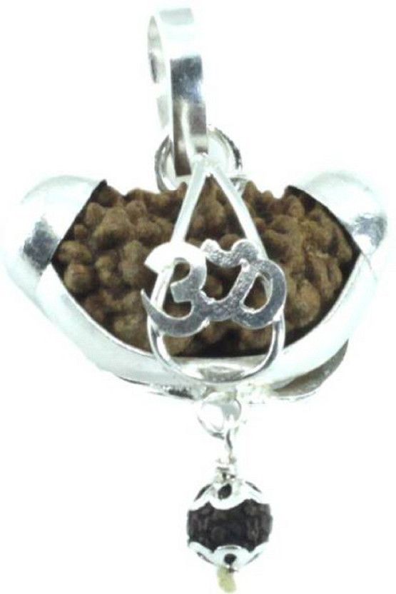 1 Mukhi Rudraksha Silver Cap Lab Certified Wood Pendant