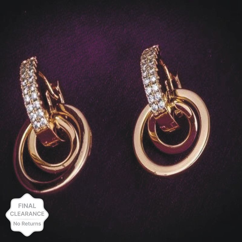 Double Round Diamond Earring - 05 Diamond Alloy Earring Set