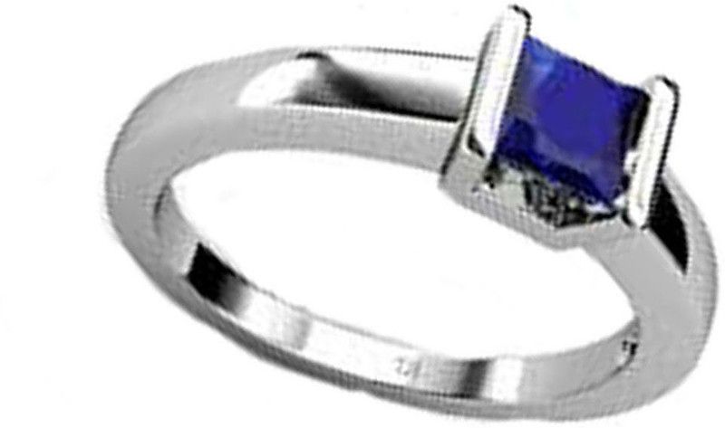 Certified Blue Sapphire (Neelam) Square 4.25 Ratti or 3.9 Carat for Male & Female 92.5 Sterling Silver Sterling Silver Ring