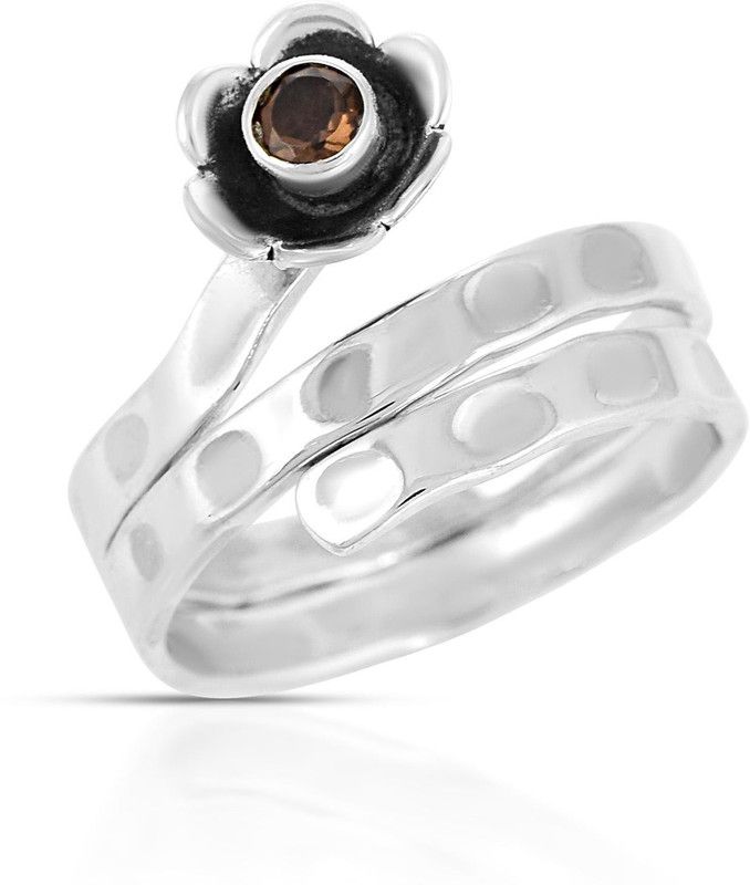 Natural Smoky Quartz 925 Sterling Silver Statement Everyday Ring For Girls & Women Silver Quartz Silver Plated Ring