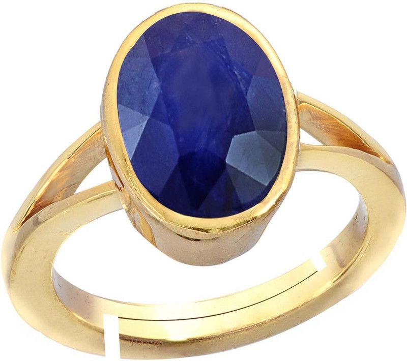 Blue Sapphire Neelam 7.5cts or 8.25ratti Panchdhatu For Women Silver Sapphire Gold Plated Ring