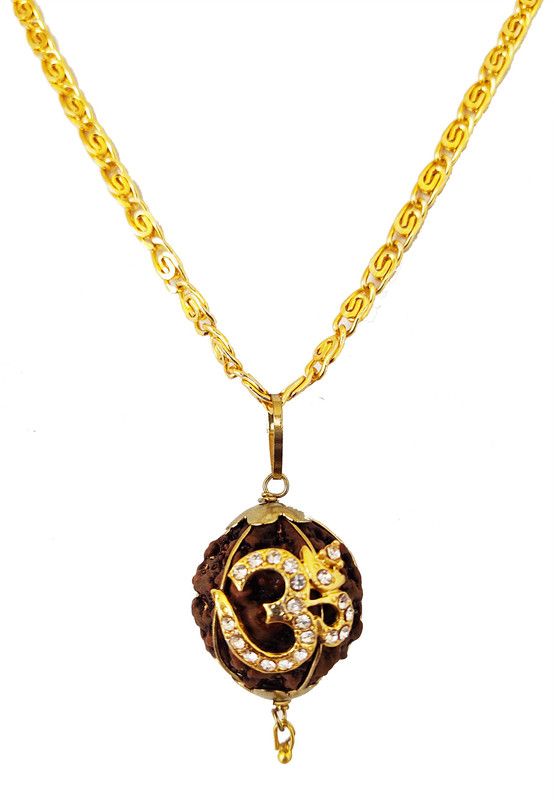 Most Popular Lord Om,Rudraksha Design Pendant With Golden Chain(20-22inch) Gold-plated Alloy Pendant