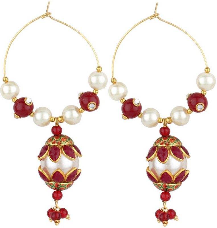 Diva style Pearl Alloy Hoop Earring