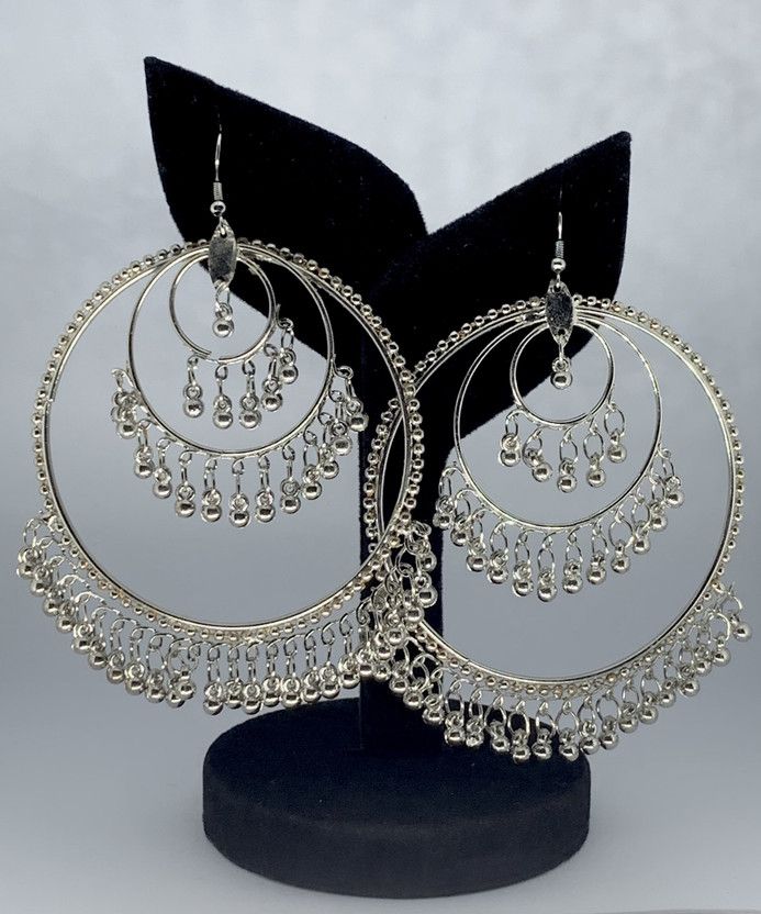 SILVER MULTILAYER HOOP EARRINGS FOR GIRLS AND WOMEN Alloy Hoop Earring