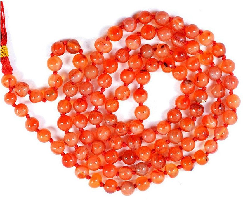 Certified Carnelian Mala Natural Crystal Mala With Certificate Round 108 Beads Stone Mala Reiki Healing Mala Jap Mala 26 inch Approx Crystal Crystal Necklace