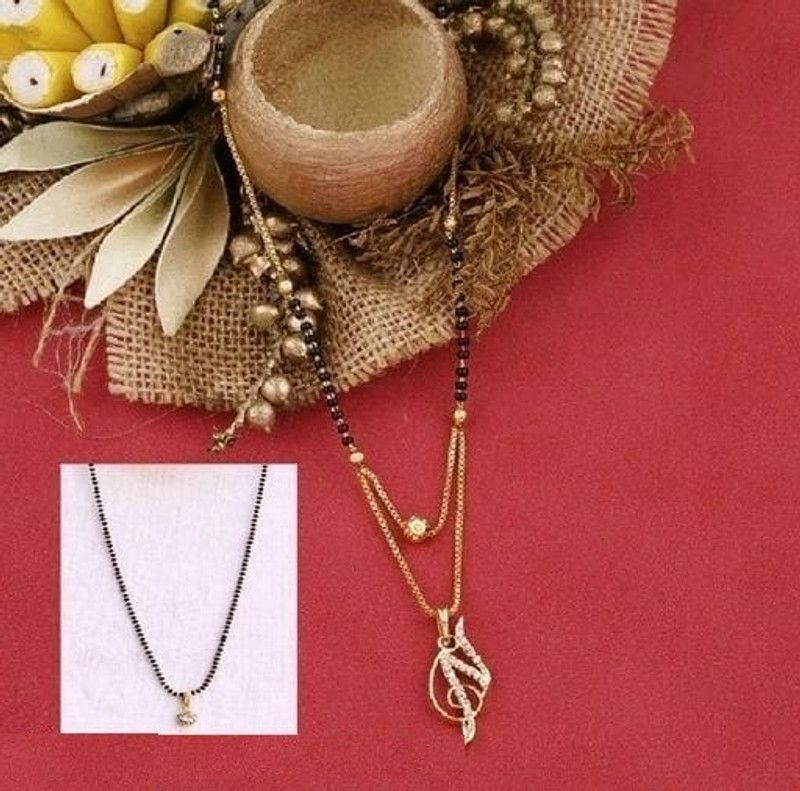 stylish N Letter Mangalsutra & Tanmaniya For Women's(PACK OF 2) Alloy Tanmaniya
