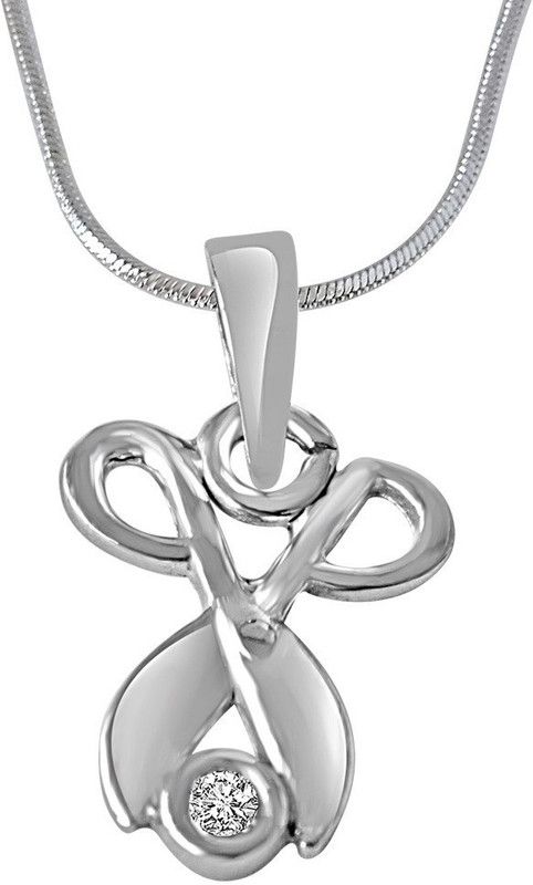 Silver Allure Sterling Silver Real Diamond Pendant with 18 IN Chain (SDP196) Silver Diamond Sterling Silver Pendant