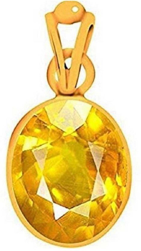 Jaipur Gemstone Natural Yellow Sapphire Stone Pendant For Girls Gold-plated Sapphire Copper Pendant