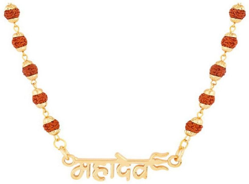 Golden Cap Rudraksha Mala Rudraksha Mala 5mm 5 Mukhi Rudraksha (36 Beds) Brass, Wood Necklace