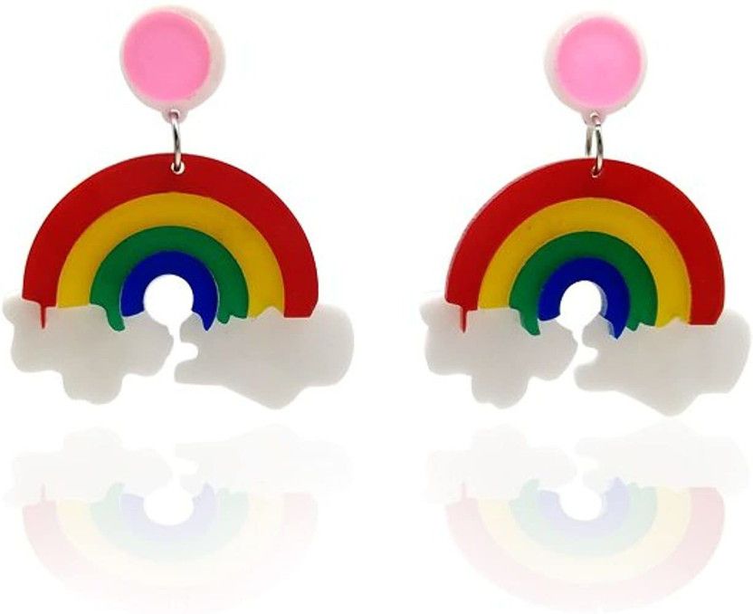 Rainbow Plastic Earring Set